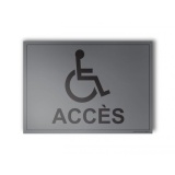 Plaque gravée - Accès - + Picto Handicapé  (Inox)