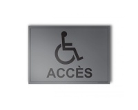 Plaque gravée - Accès - + Picto Handicapé  (Inox)