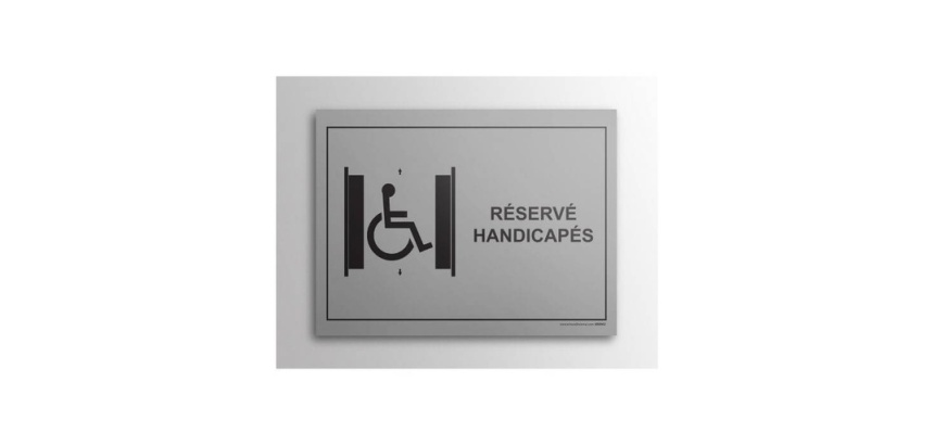 Plaque gravée Ascenseur Réservé PMR - 14 x 10 cm - gravoply
