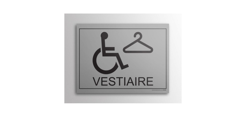 Plaque gravée Vestiaire + picto PMR