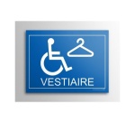 Plaque gravée Vestiaire + picto PMR