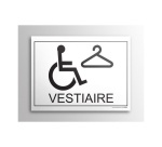 Plaque gravée Vestiaire + picto PMR