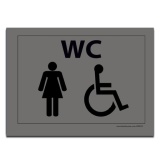 Plaque gravée WC Femme + Personne handicapée  (Fond Inox)