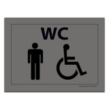 Plaque gravée WC Homme + Personne handicapée  (Fond Inox)