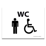 Plaque gravée WC Homme + Personne handicapée  (Fond blanc)