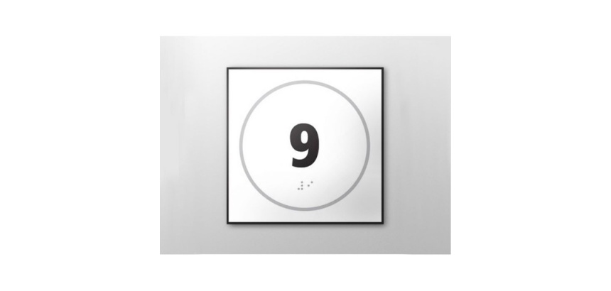 Panneau porte - NUMERO 9 - relief et braille  (Bleu)