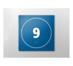 Panneau porte - NUMERO 9 - relief et braille  (Bleu)