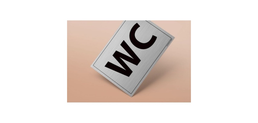 Plaque gravée - Pictogramme WC mixte - 10 x 14 cm - Gravoply Bleu