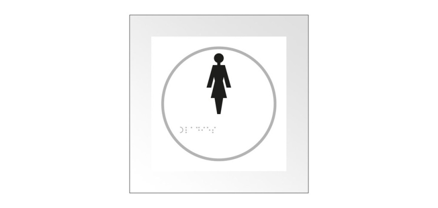 Panneau en relief et en braille - Femme - Intérieur  (Bleu)