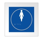 Panneau en relief et en braille - Femme - Intérieur  (Bleu)