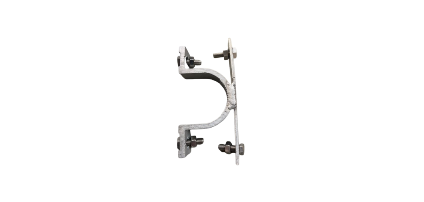 Bride double pour poteau 60 mm ou 80 mm fixation recto verso  (Pour poteau rond diamètre 60 mm)