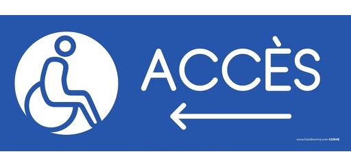 Panneau Design - Accès - Flèche gauche + Picto Handicapé