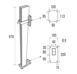 Poteau de Maintien pour Barre d'Appui Relevable