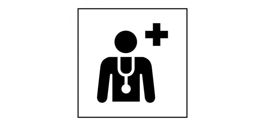 Pictogramme PI PF 044 - Centre médical ou médecin - ISO 7001 en Gravoply