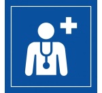 Pictogramme PI PF 044 - Centre médical ou médecin - ISO 7001 en Gravoply