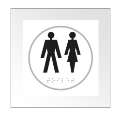 Panneau HOMME + FEMME - relief et braille  (Blanc)