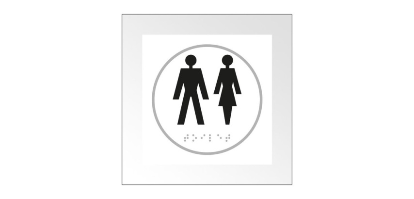 Panneau HOMME + FEMME - relief et braille  (Blanc)