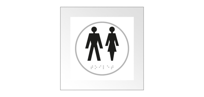 Panneau HOMME + FEMME - relief et braille  (Blanc)