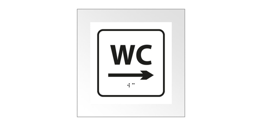 Panneau en relief et en braille - WC, flèche droite