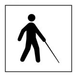 Pictogramme PI PF 051 - Accessibilité, malvoyant ou aveugle - ISO 7001 en Gravoply  (350 x 350 mm, Blanc)