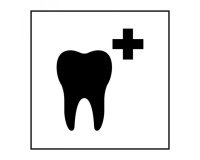 Pictogramme PI PF 043 - Soins dentaires - ISO 7001 en Gravoply  (125 x 125 mm, Blanc)