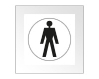 Panneaux Toilettes HOMME  - 150 x 150 mm - relief et braille  (Blanc)