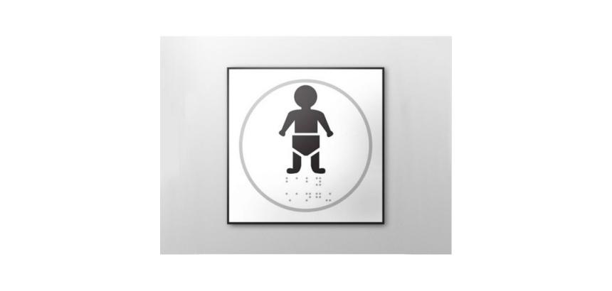 Panneau porte BEBE NURSERIE - relief et braille  (Blanc)