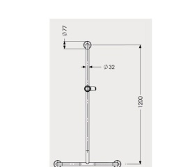 Barre de douche en T - acier inoxydable - 600x1200 mm