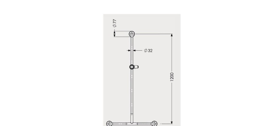 Barre de douche en T - acier inoxydable - 600x1200 mm