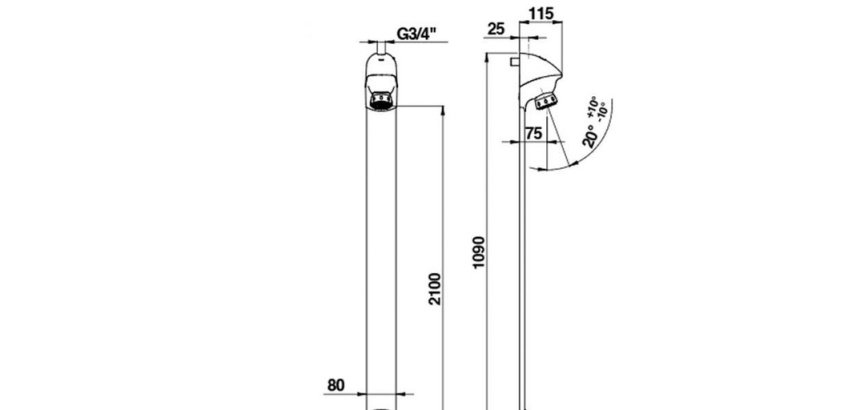 Colonne robinet de douche temporisé 30 s - Déclenchement sensitif