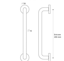 Poignée de tirage porte PMR 15cm inox