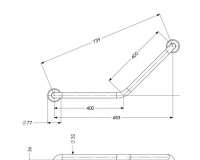 Barre d'appui coudée 135° acier inoxydable 2 points