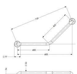 Barre d'appui coudée 135° acier inoxydable 2 points