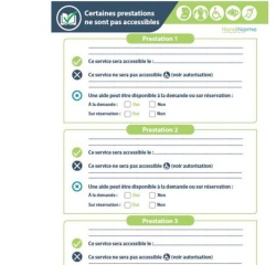 Poster "Mon établissement est Accessible" et "Mes prestations non-accessibles" - 2 A4 plastifié
