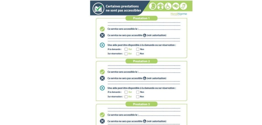 Poster "Mon établissement est Accessible" et "Mes prestations non-accessibles" - 2 A4 plastifié