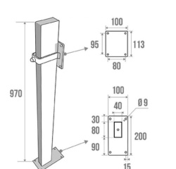 Poteau de Maintien pour Barre d'Appui Relevable