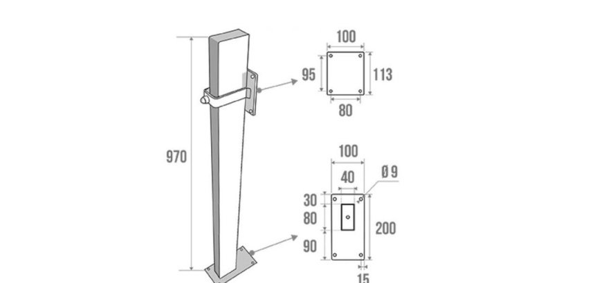 Poteau de Maintien pour Barre d'Appui Relevable