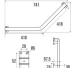 Barre d'appui coudée 135° - Design - en alu - Blanc