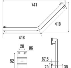 Barre d'appui coudée 135° - Design - en alu - Blanc