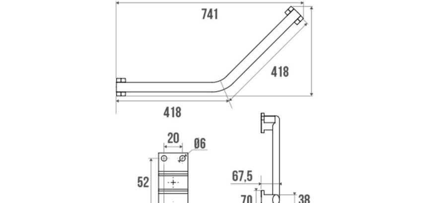 Barre d'appui coudée 135° - Design - en alu - Blanc