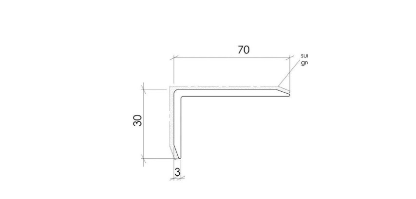Nez de marche antidérapant Polygrain XL 50 x 30 x 1900 mm