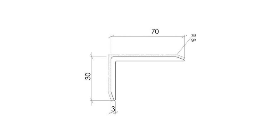 Nez de marche antidérapant Polygrain XL 50 x 30 x 1900 mm