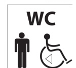 Pictogramme WC Homme / PMR + transfert Gauche ou droite - 15 x 15 cm - alu brossé