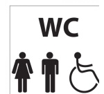 Pictogramme en aluminium brossé WC Homme / Femme / PMR - 15 x 15 cm