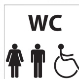 Pictogramme en aluminium brossé WC Homme / Femme / PMR - 15 x 15 cm