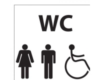 Pictogramme en aluminium brossé WC Homme / Femme / PMR - 15 x 15 cm