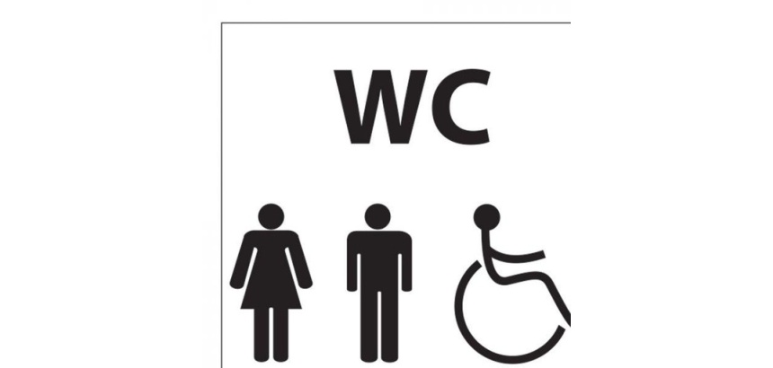 Pictogramme en aluminium brossé WC Homme / Femme / PMR - 15 x 15 cm
