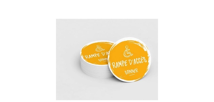 Adhésif design pour sonnette d'appel rampe d'accès - jaune