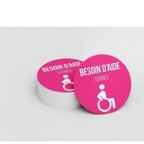 Autocollant rose pour carillon d'appel - Besoin d'aide - Rose