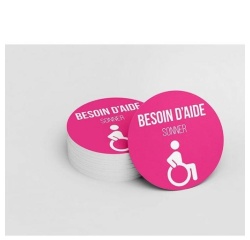 Autocollant rose pour carillon d'appel - Besoin d'aide - Rose